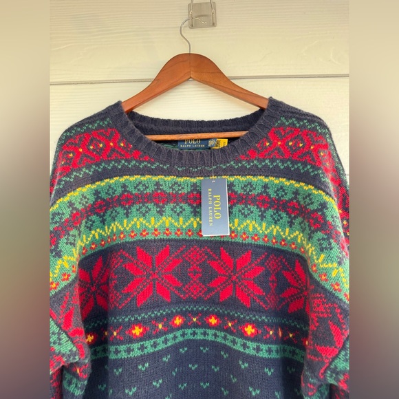 298$ Polo Ralph Lauren Fair Isle Wool Sweater XXL Blue Christmas Nordic - Picture 4 of 12
